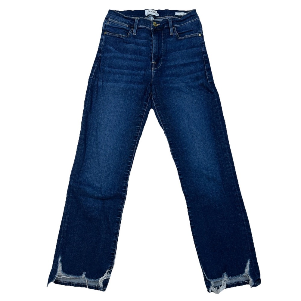 Frame Le High Straight Fray Ankle Hems Women's 27 Stretch